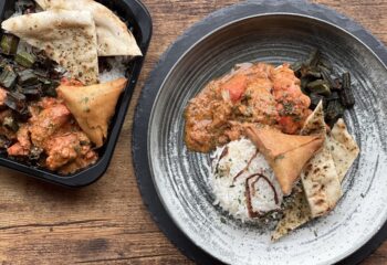 Authentic Indian Chicken Korma with Infused Onion Basmati Rice & Chicken Samosa